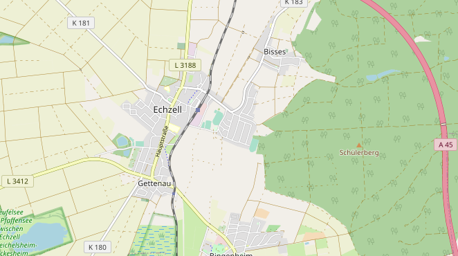 Ausschnitt aus Openstreetmap zeigt die Gemeinde Echzell