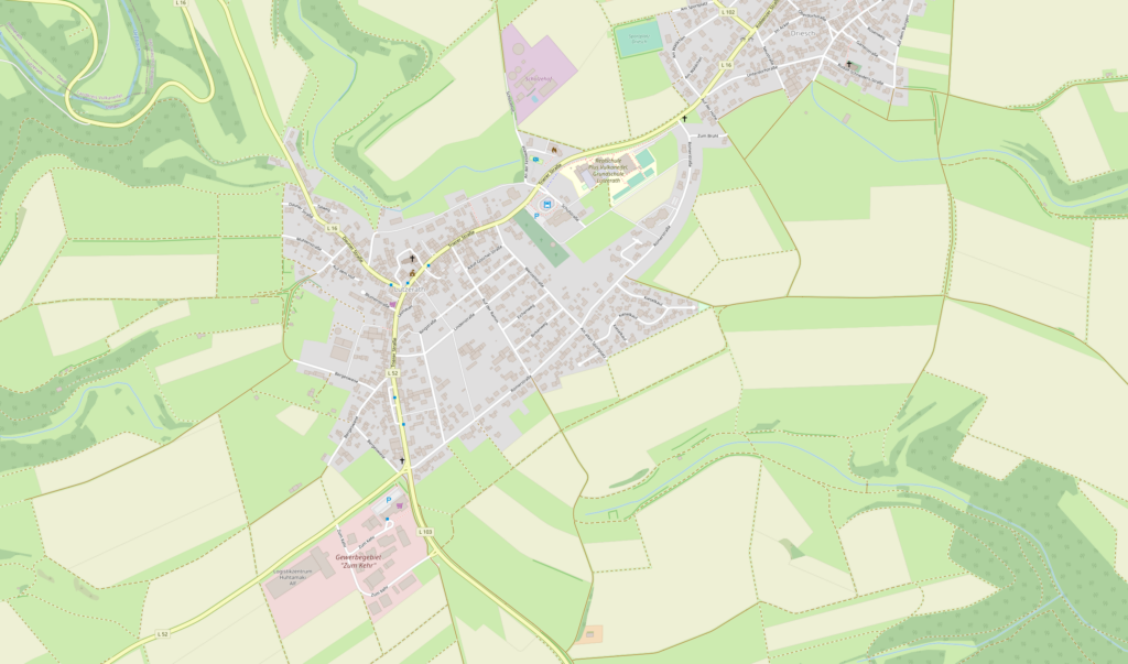 Ausschnitt aus Openstreetmap zeigt die Gemeinde Lutzerath