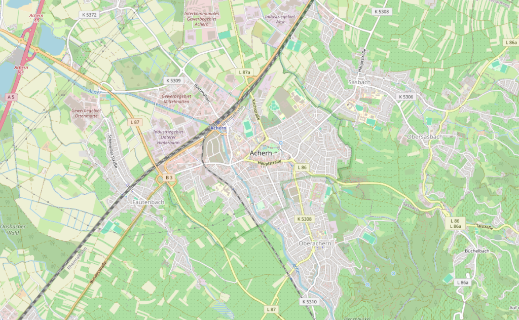 Openstreetmap Ausschnitt von Achern